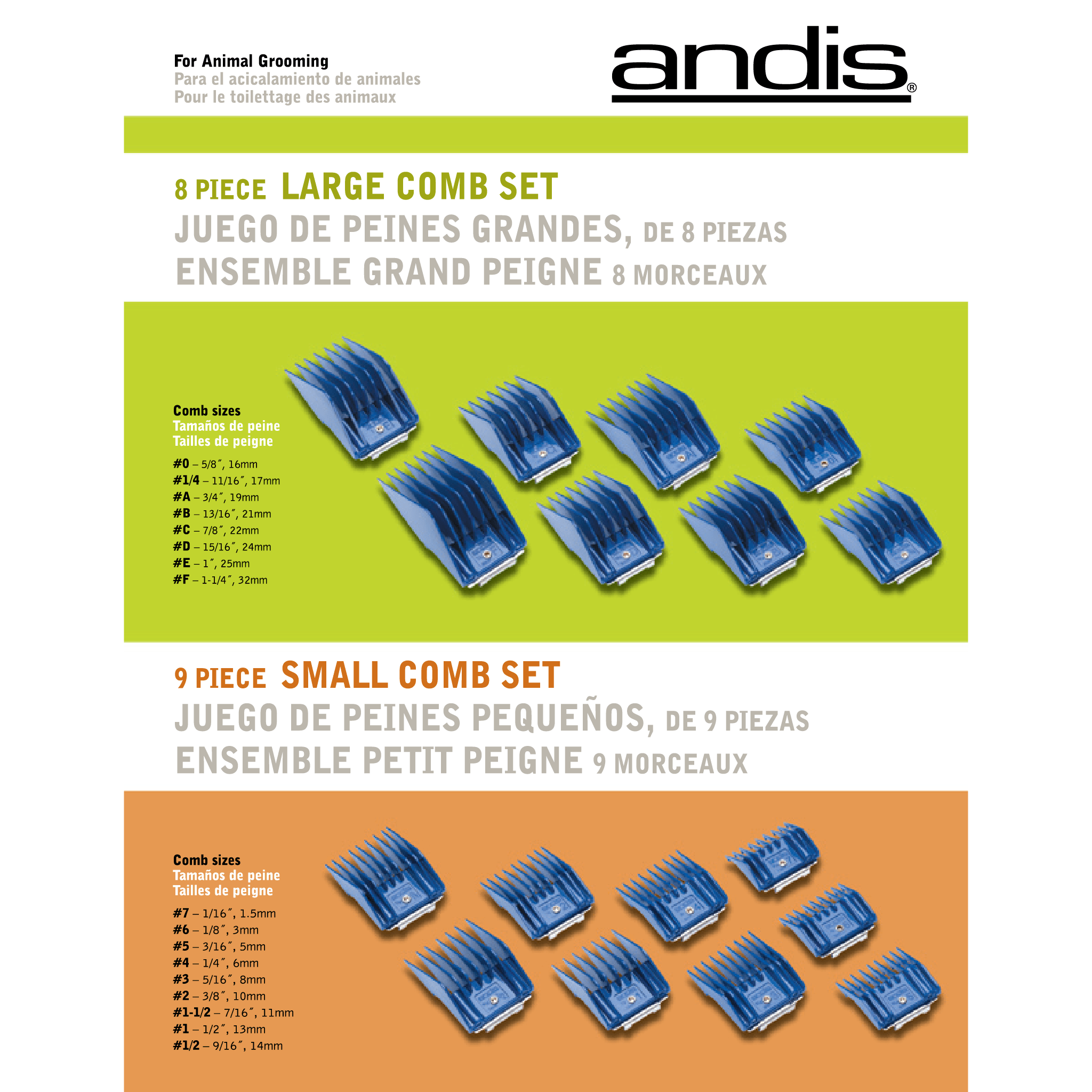 Andis 9pcs Comb Small (Shorter Length) - Image 3